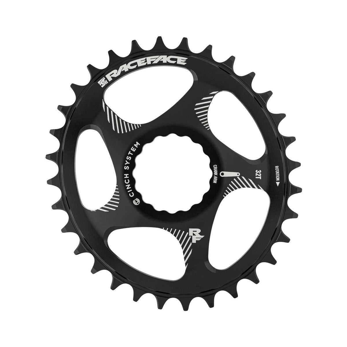 Plateau Mono RACE FACE OVAL NARROW WIDE 10/11/12V Cinch Direct Mount Noir — vue du plateau sur fond blanc