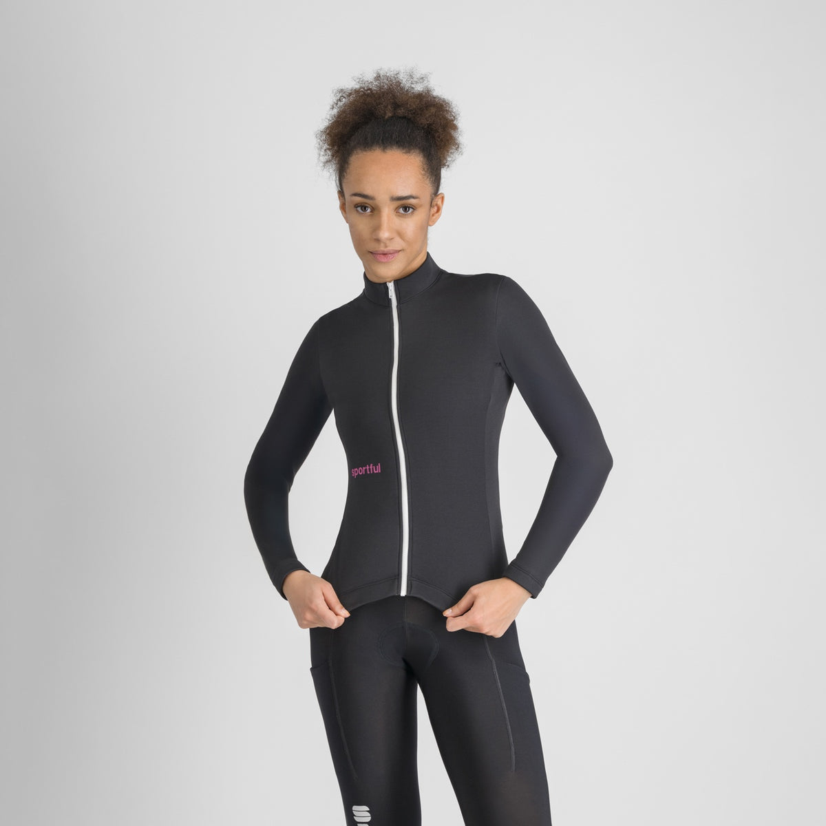 Zwart SPORTFUL CLASSIC damesfietsshirt met lange mouwen
