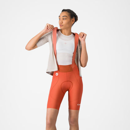 Dames Korte Broek met Bretels CASTELLI ESPRESSO 2 W DT Paprika
