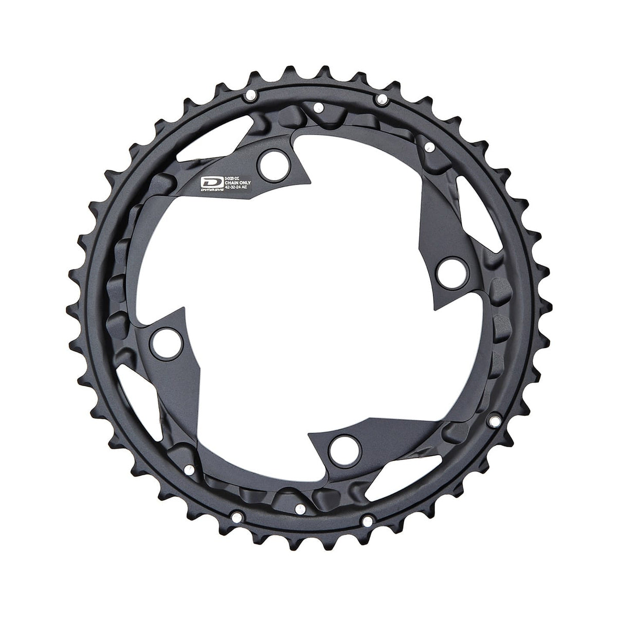 Buitenblad SHIMANO FC-M670/M660/670/780 10-speed, 4-gaats, 104 mm — kettingblad tegen witte achtergrond