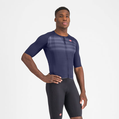 Wielershirt CASTELLI AERO RACE 8S Korte Mouwen Marine