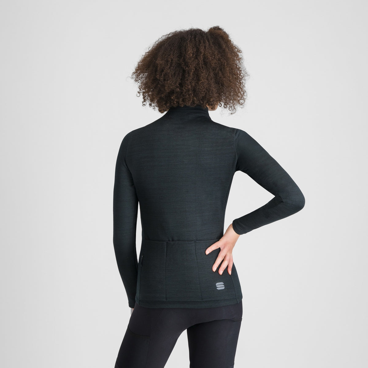 SPORTFUL SUPERGIARA wollen fietsshirt met lange mouwen voor dames, zwart