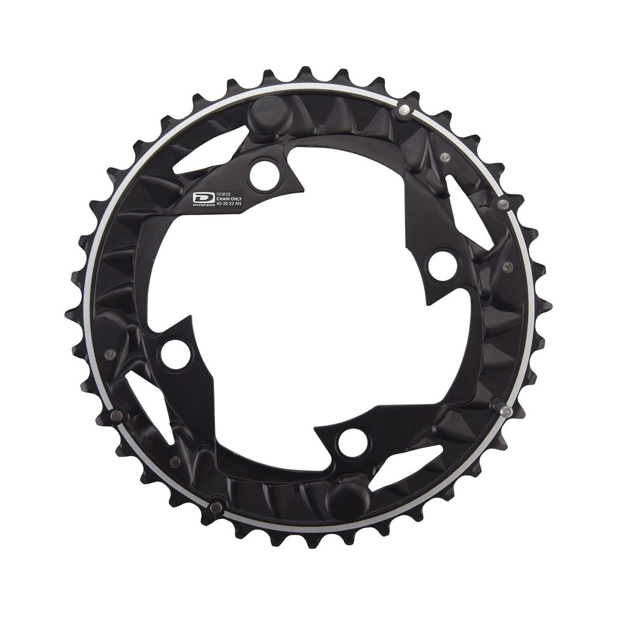 Buitenblad SHIMANO DEORE M612 10-speed triple, 4-gaats, 96 mm — kettingblad tegen witte achtergrond