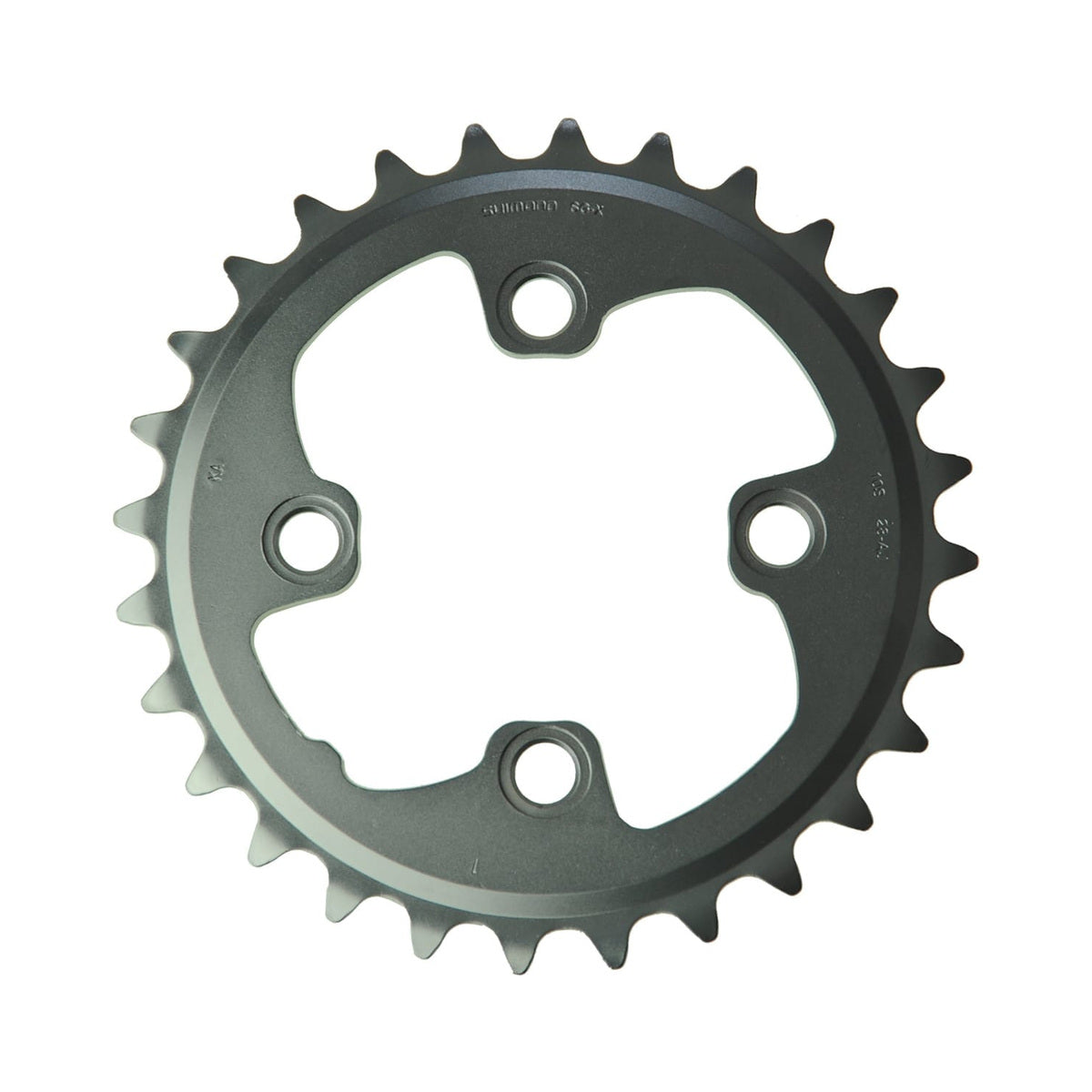 Binnenblad SHIMANO XT M785 10-speed, 4-gaats, 64 mm — kettingblad tegen witte achtergrond