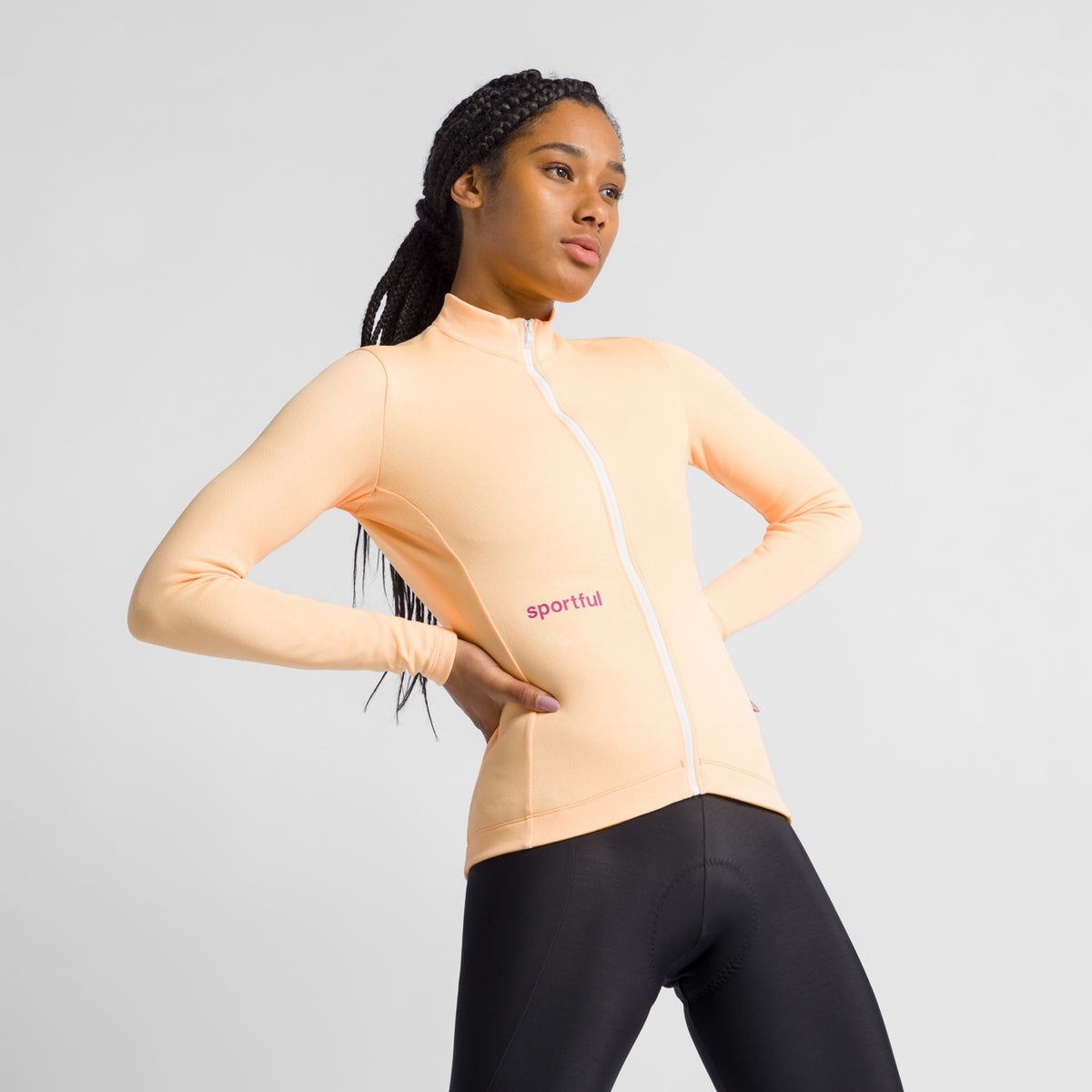 Geel SPORTFUL CLASSIC damesfietsshirt met lange mouwen