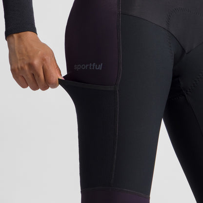 SPORTFUL SUPERGIARA 2 dames paars/zwarte lange fietsbroek met bretels
