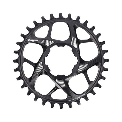 Zwart HOPE R22 enkel kettingblad 9/10/11/12-speed, direct mount — kettingblad tegen witte achtergrond