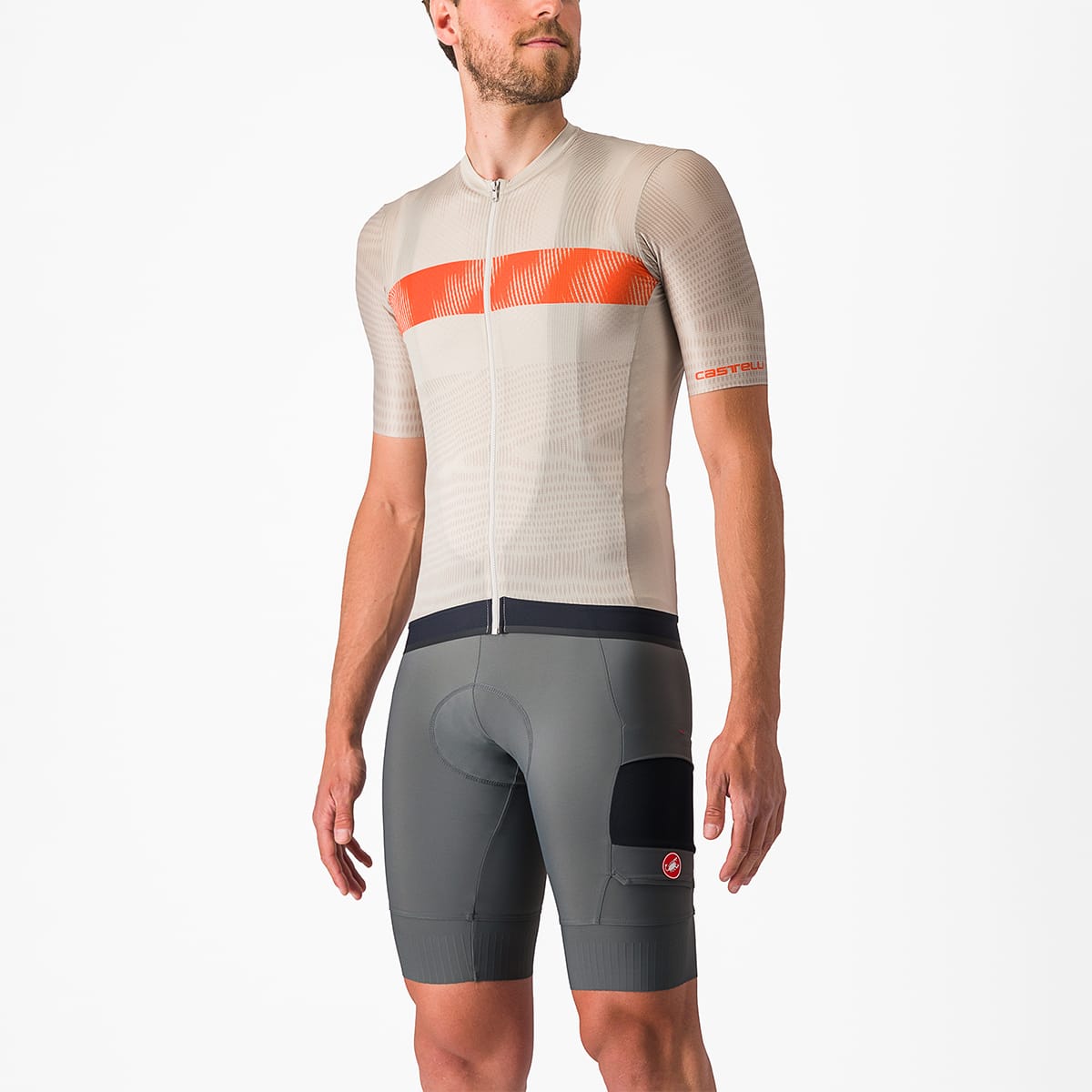 CASTELLI UNLIMITED ENDURANCE Korte Mouw Trui Grijs/Oranje