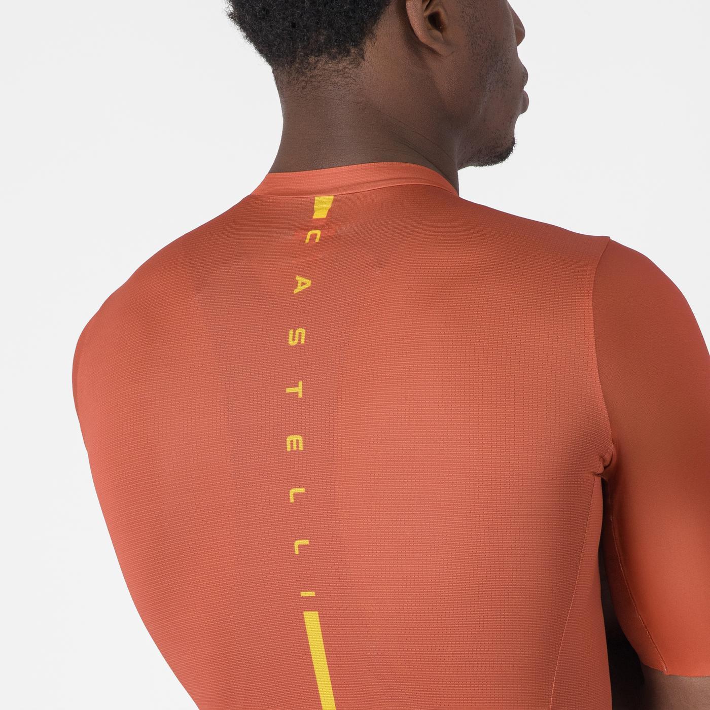 CASTELLI DRITTONE LOGO Korte Mouw Jersey Paprika