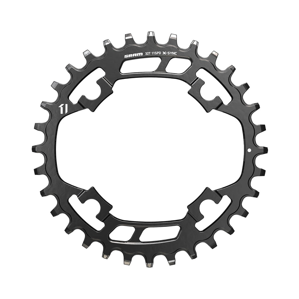 Plateau Mono SRAM X-SYNC 11V 4 Trous 94mm Acier noir — vue du plateau sur fond blanc