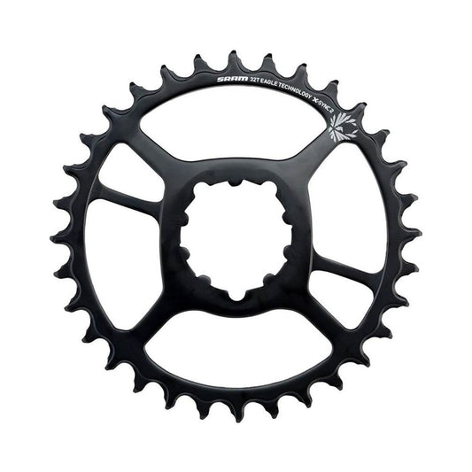 Zwart SRAM EAGLE X-SYNC 2 BOOST enkel kettingblad 11/12-speed, direct mount, 3 mm offset, staal — kettingblad tegen witte achtergrond