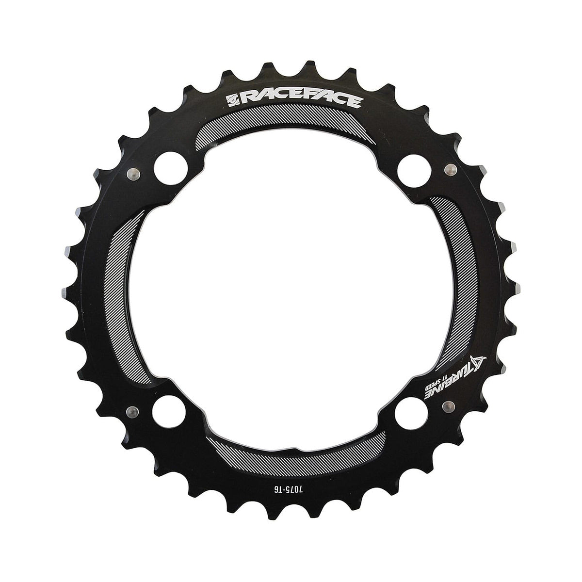 Plateau Extérieur RACE FACE TURBINE 11V 4 Trous 104mm — vue du plateau sur fond blanc