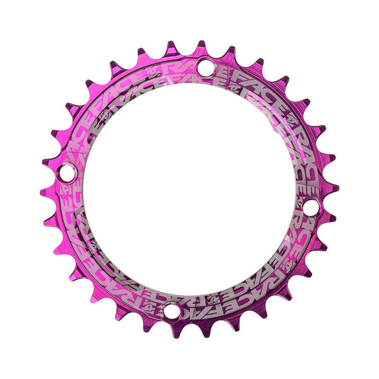 Plateau Mono RACE FACE NARROW WIDE 9/10/11/12V 4 Trous 104mm Violet — vue du plateau sur fond blanc