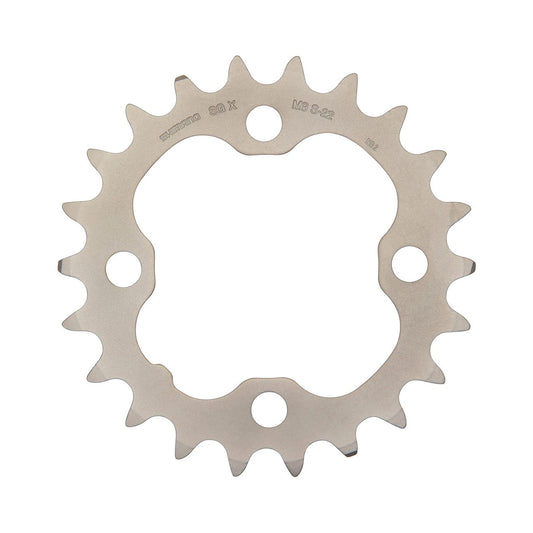 Plateau Intérieur SHIMANO DEORE M590 9V 4 Trous 64mm Argent — vue du plateau sur fond blanc