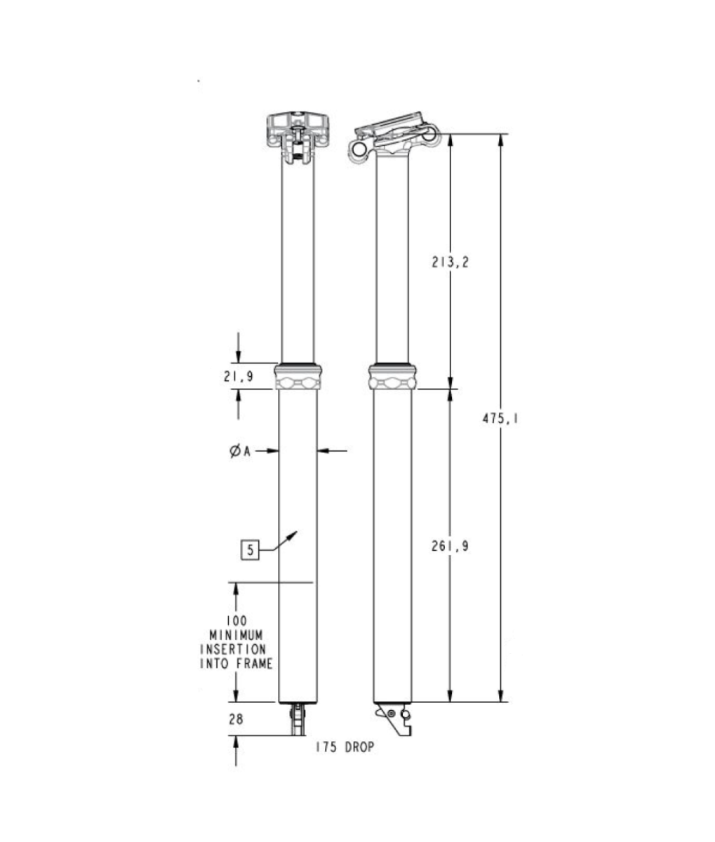 FOX RACING SHOX TRANSFER FACTORY 175mm telescopische zadelpen