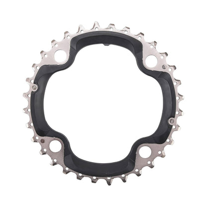 Plateau Intermédiaire SHIMANO DEORE M610 10V 4 Trous 104mm — vue du plateau sur fond blanc