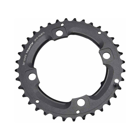 Buitenblad SRAM MTB 104BCD 10 versnellingen 4 boutgaten 104 mm lange pin — kettingblad op witte achtergrond
