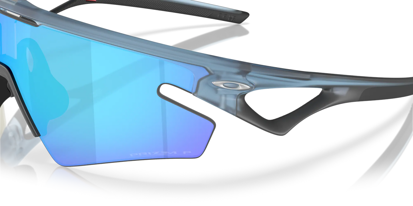 Lunettes OAKLEY SPHAERA SLASH Matt Transparent Stone Verre Prizm Sapphire Polarized - OO9499-0336