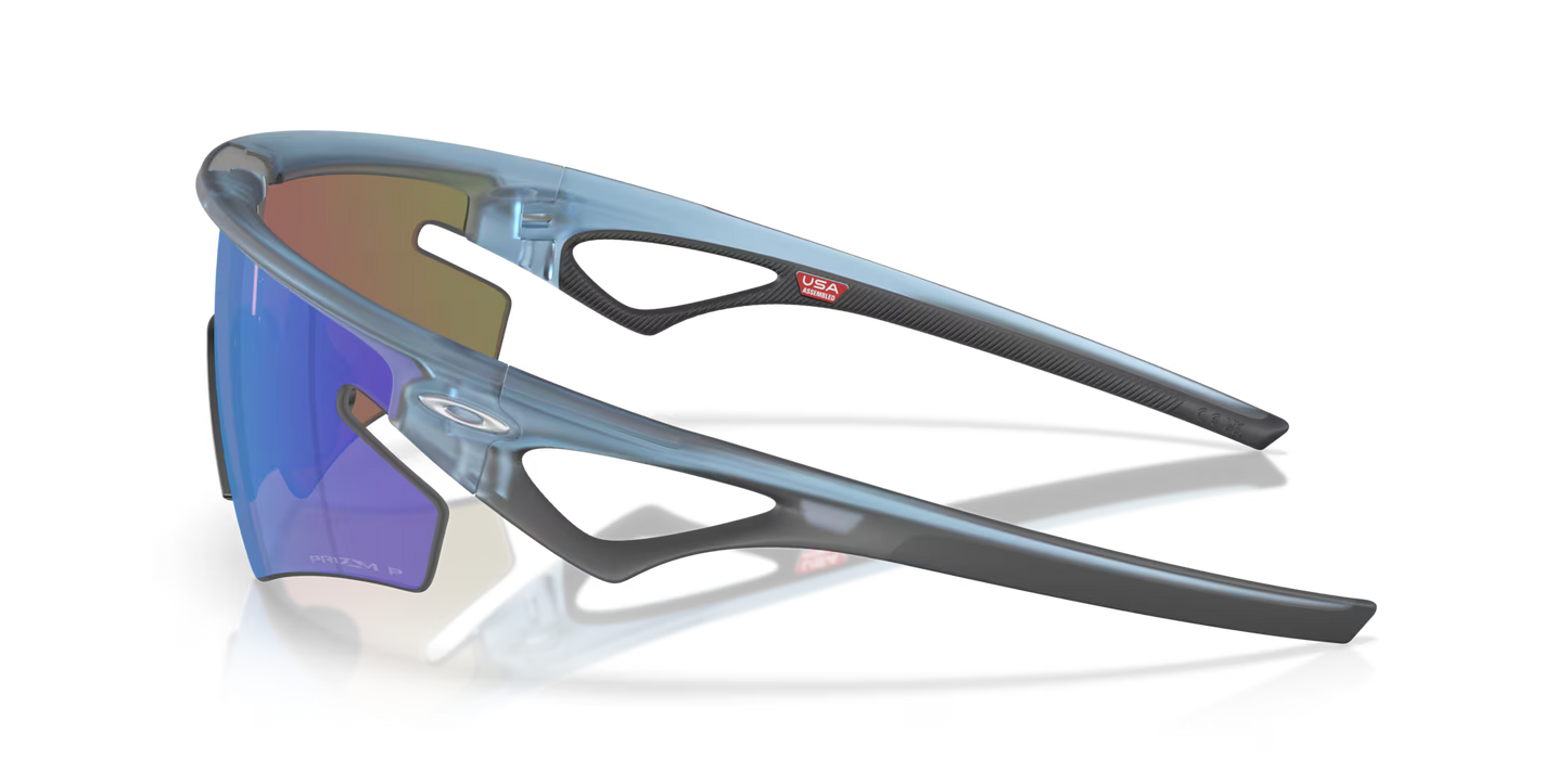 Lunettes OAKLEY SPHAERA SLASH Matt Transparent Stone Verre Prizm Sapphire Polarized - OO9499-0336