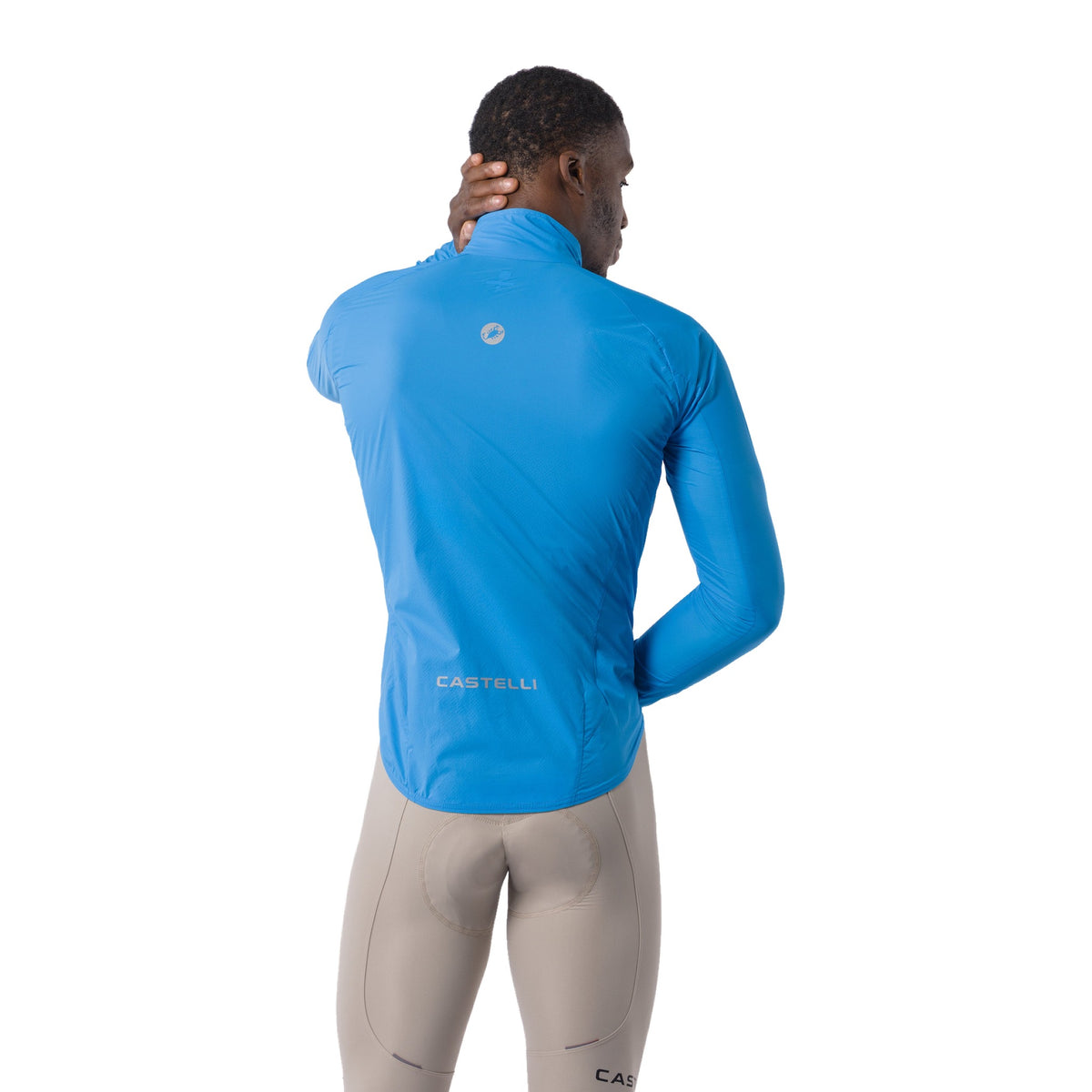 Blauwe CASTELLI Transition Air-jas – achteraanzicht