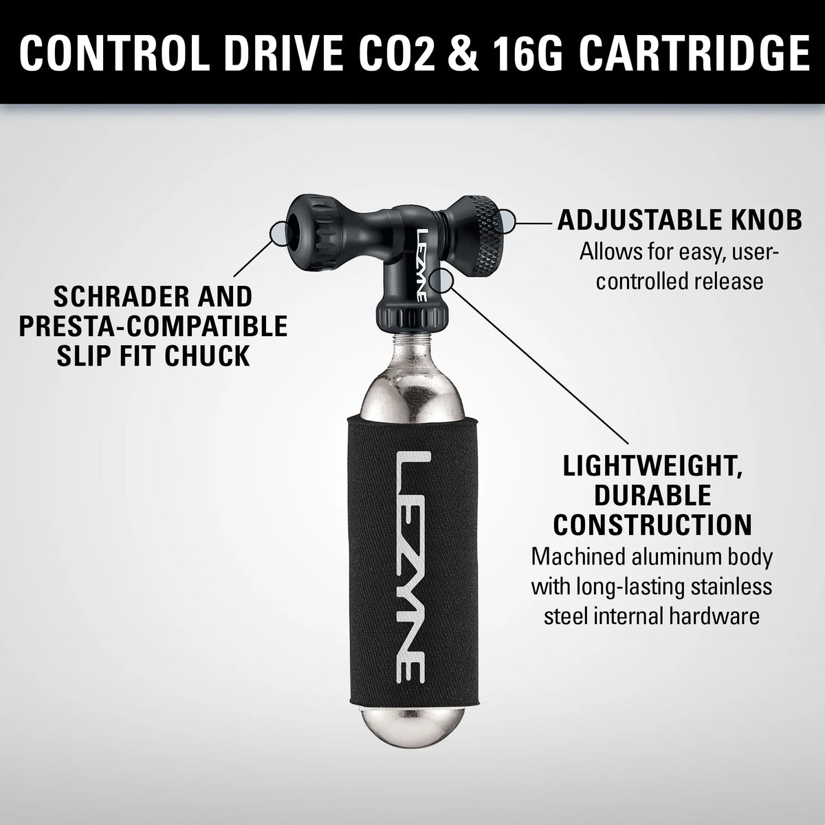 CO2-pompkop LEZYNE CONTROL DRIVE CO2 rood