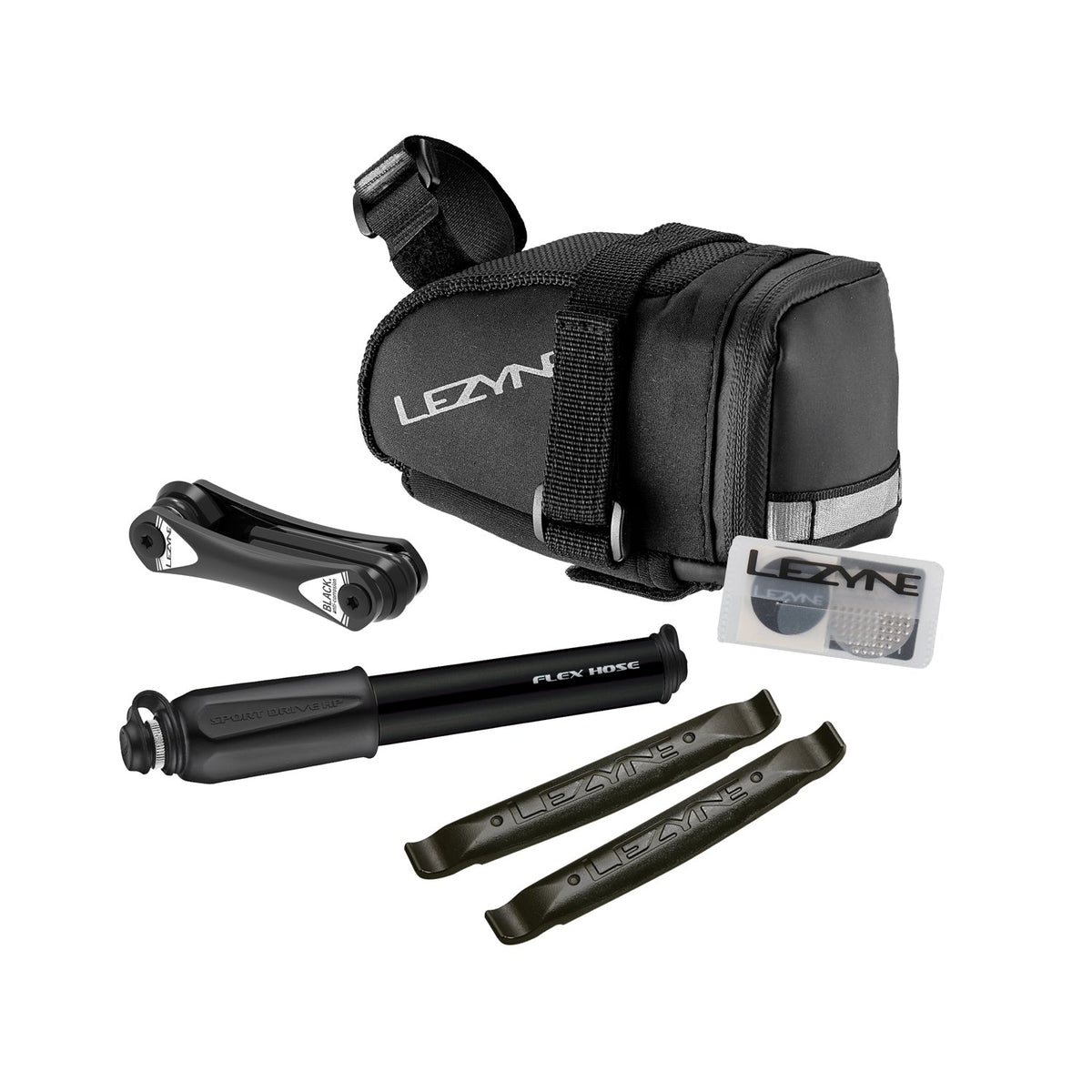 LEZYNE Caddy M zadeltas zwart met Sport Drive HP-handpomp
