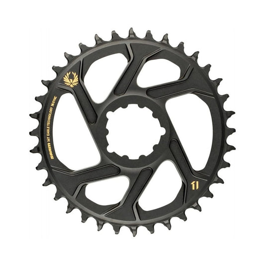 Enkel kettingblad SRAM EAGLE X-SYNC2 NARROW WIDE 12 versnellingen Direct Mount offset 6 mm goud — kettingblad op witte achtergrond