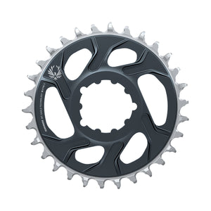 Plateau Mono SRAM X-SYNC 2 EAGLE 12V Direct Mount Offset 6mm Lunar Grey — vue du plateau sur fond blanc