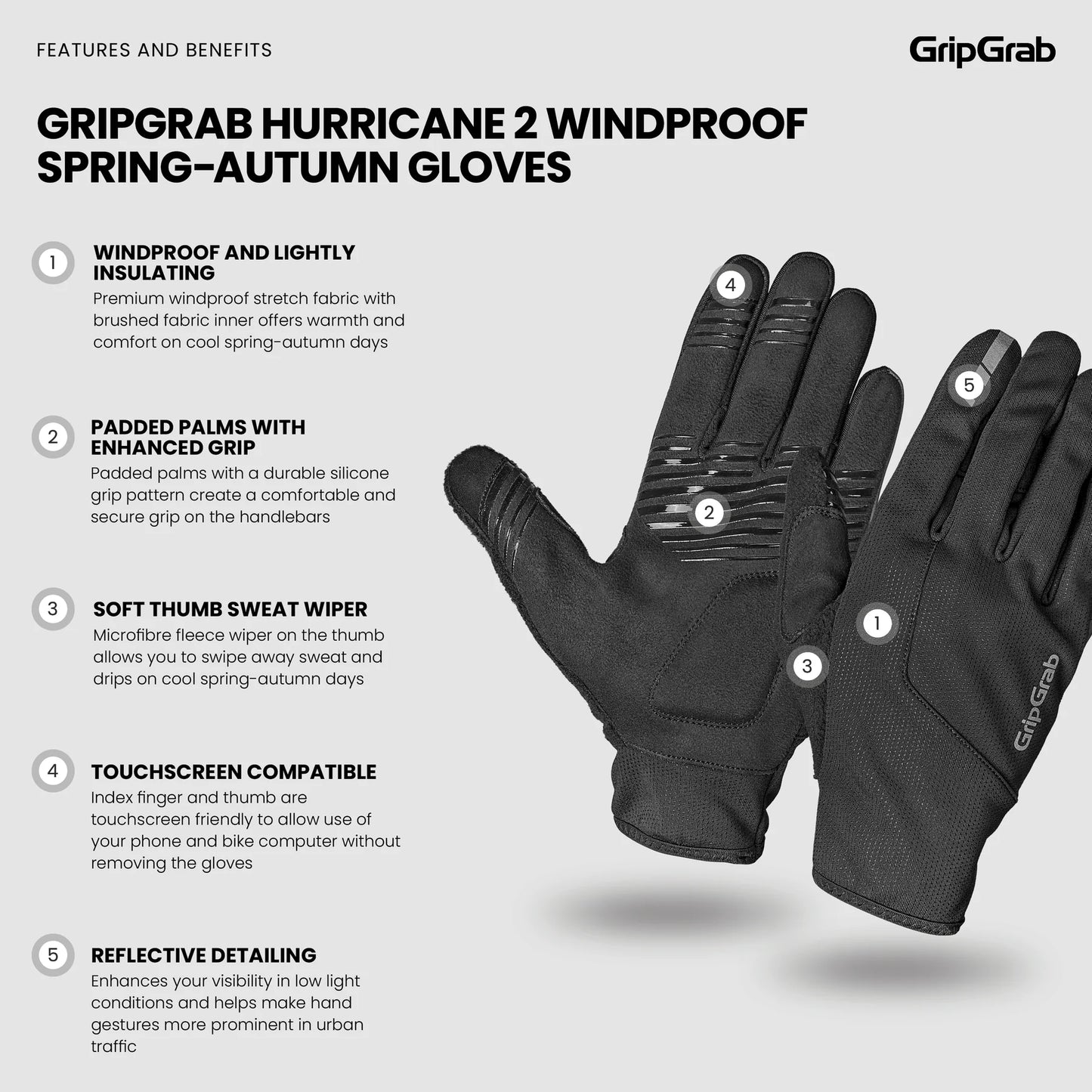 GRIPGRAB HURRICANE 2 WINDPROOF SPRING AUTUMN Handschoenen Zwart