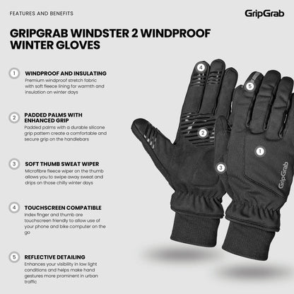 Gants GRIPGRAB WINDSTER 2 WINDPROOF WINTER Jaune