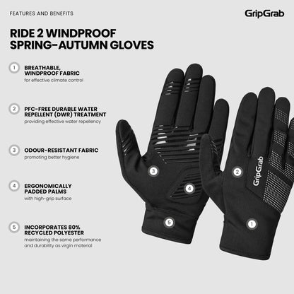 Handschoenen GRIPGRAB RIDE 2 WINDPROOF SPRING AUTUMN Geel