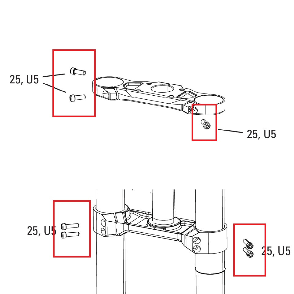 Schroevenset voor ROCKSHOX BOXXER D1 vorkkroon (2024+)