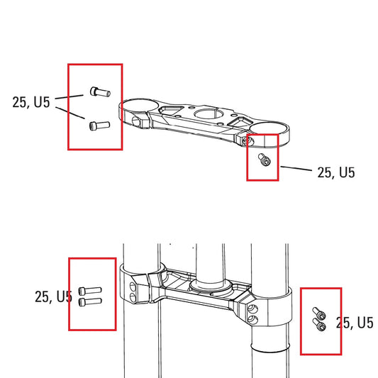 Schroevenset voor ROCKSHOX BOXXER D1 vorkkroon (2024+)