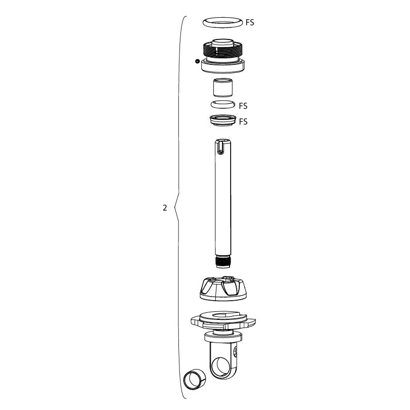 RockShox demperoog-/zuigerstang-/afdichtingskopset met 90° reboundafstelling, 240 x 76 mm, Medium, voor Vivid #11.4118.021.010