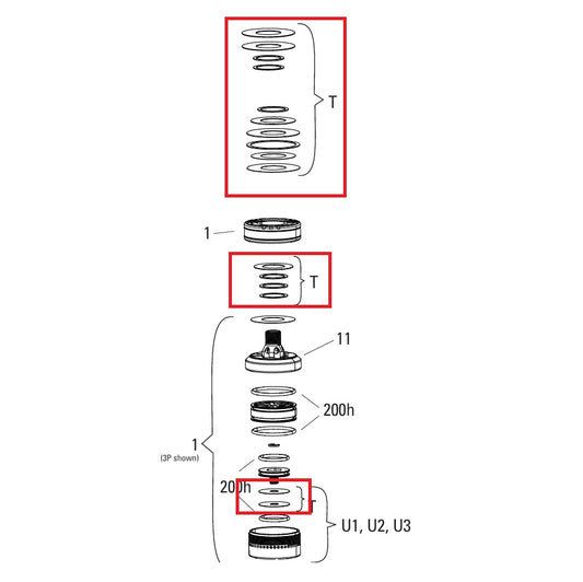 Rondelles de réglage Rebond et Compression Amortisseur ROCKSHOX pour SIDLUXE A2+ (2024+)