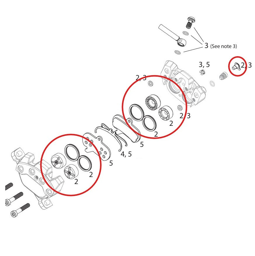 Zuigerset voor SRAM MAVEN Ultimate/Zilver/Brons remklauw