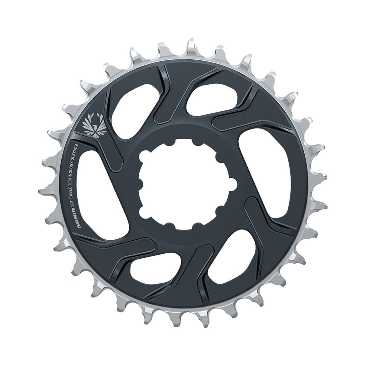 Enkel kettingblad SRAM EAGLE X-SYNC 2 BOOST 11/12 versnellingen Direct Mount offset 3 mm Lunargrey — kettingblad op witte achtergrond