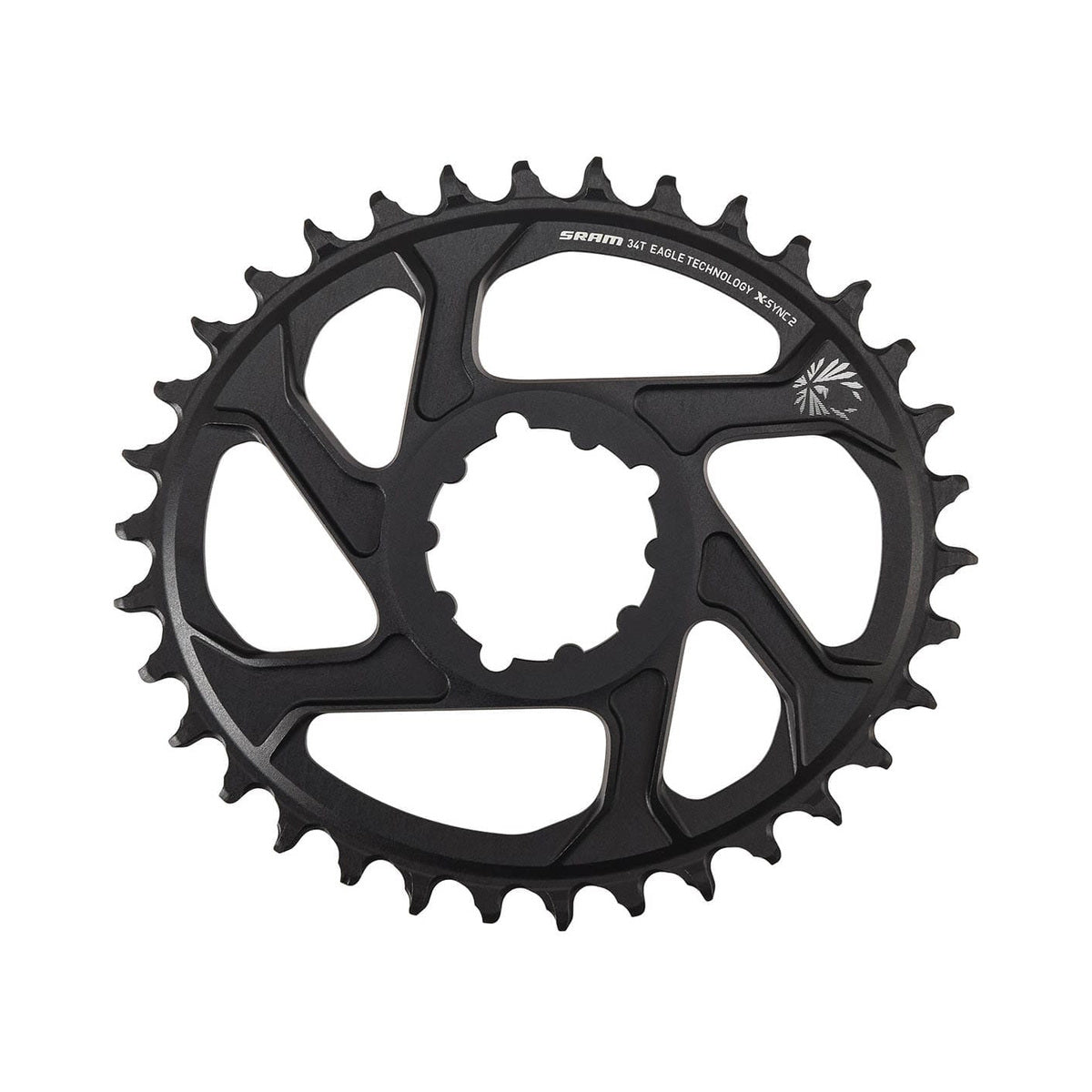Ovaal enkel kettingblad SRAM EAGLE X-SYNC2 12 versnellingen Direct Mount offset 6 mm — kettingblad op witte achtergrond