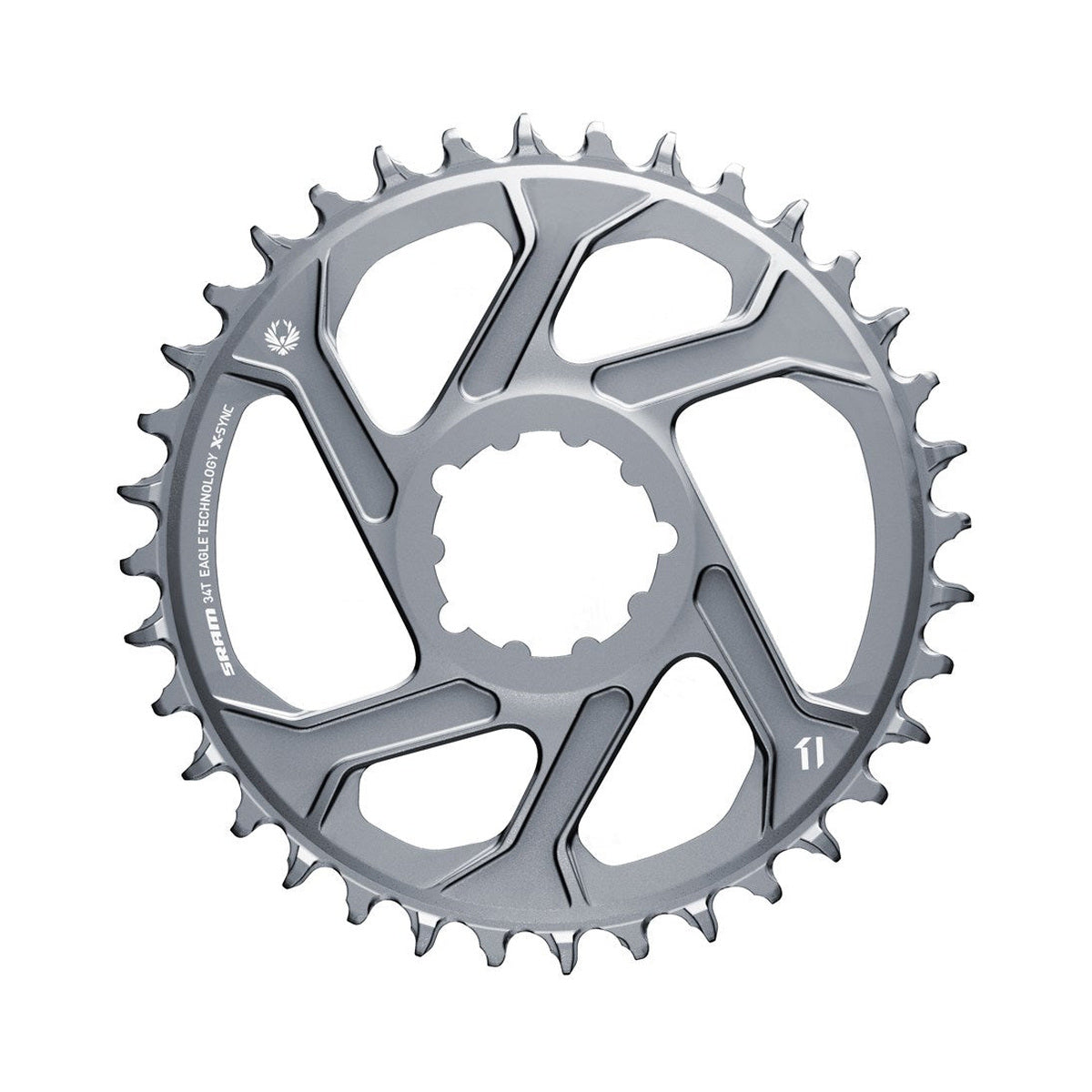 Enkel kettingblad SRAM EAGLE X-SYNC 2 BOOST 11/12 versnellingen Direct Mount offset 3 mm grijs — kettingblad op witte achtergrond