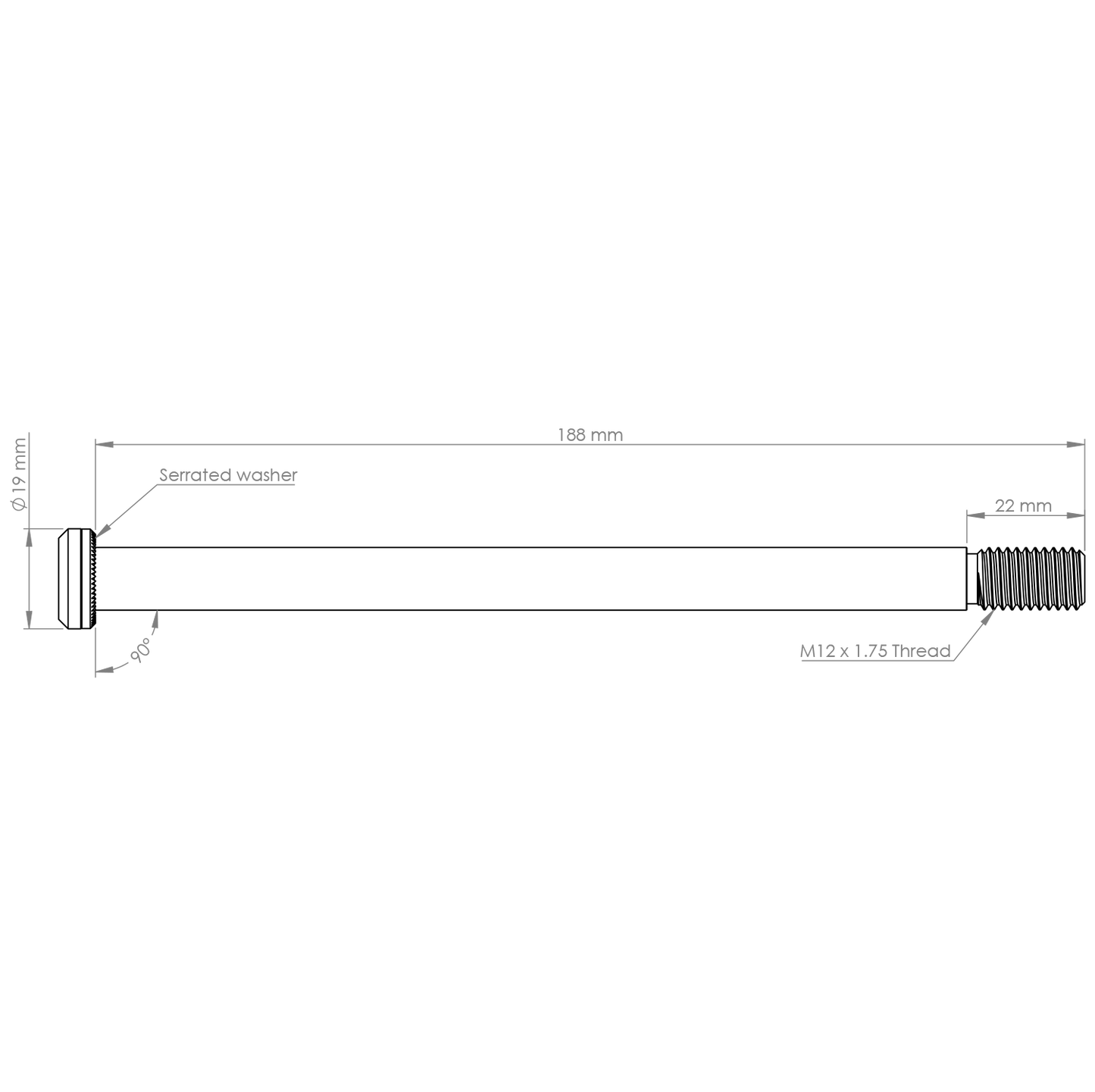 Axe de Roue Arrière BURGTEC 188mm x 12mm 1.75mm Pitch Noir