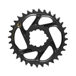Plateau Mono SRAM EAGLE X-SYNC 2 SL BOOST 12V Direct Mount Offset 3mm Noir/Or — vue du plateau sur fond blanc