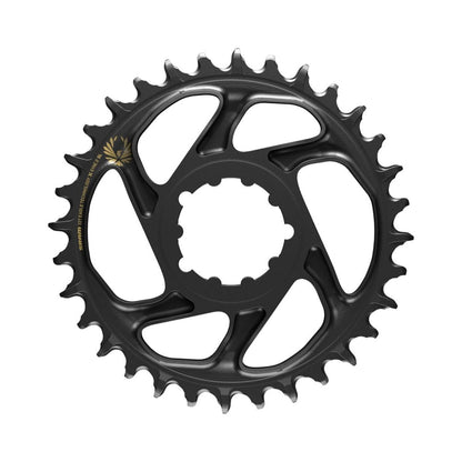 Enkel kettingblad SRAM EAGLE X-SYNC 2 SL BOOST 12 versnellingen Direct Mount offset 3 mm zwart/goud — kettingblad op witte achtergrond