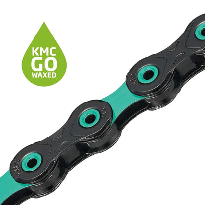Ketting 12V KMC DLC12 Waxed Zwart/Turquoise Gewaxed
