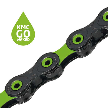 Ketting 12V KMC DLC12 Waxed Zwart/Groen Gewaxd