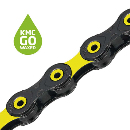 Chaîne 12V KMC DLC12 Waxed Noir/Jaune Ciré