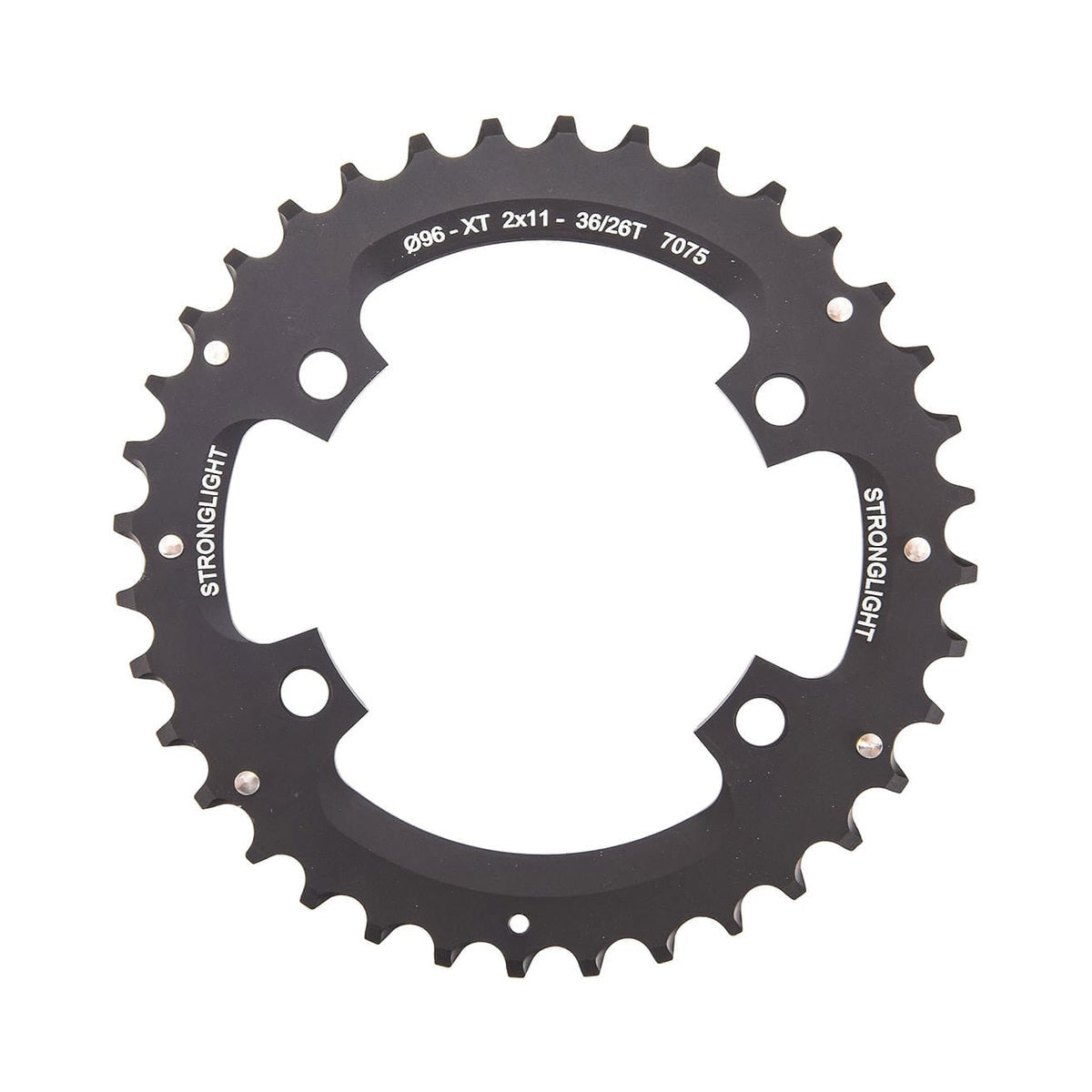 Plateau Extérieur STRONGLIGHT Shimano XT M8000/SLX M7000 11V 4 Trous 96mm — vue du plateau sur fond blanc