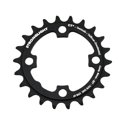 Plateau Intérieur STRONGLIGHT CT² SHIMANO XTR M970 9V 4 Trous 64mm — vue du plateau sur fond blanc