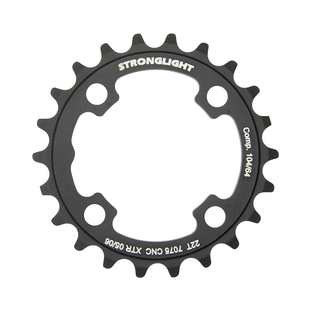 Binnenblad STRONGLIGHT SHIMANO XTR M960 9 versnellingen 4 boutgaten 64 mm — kettingblad op witte achtergrond