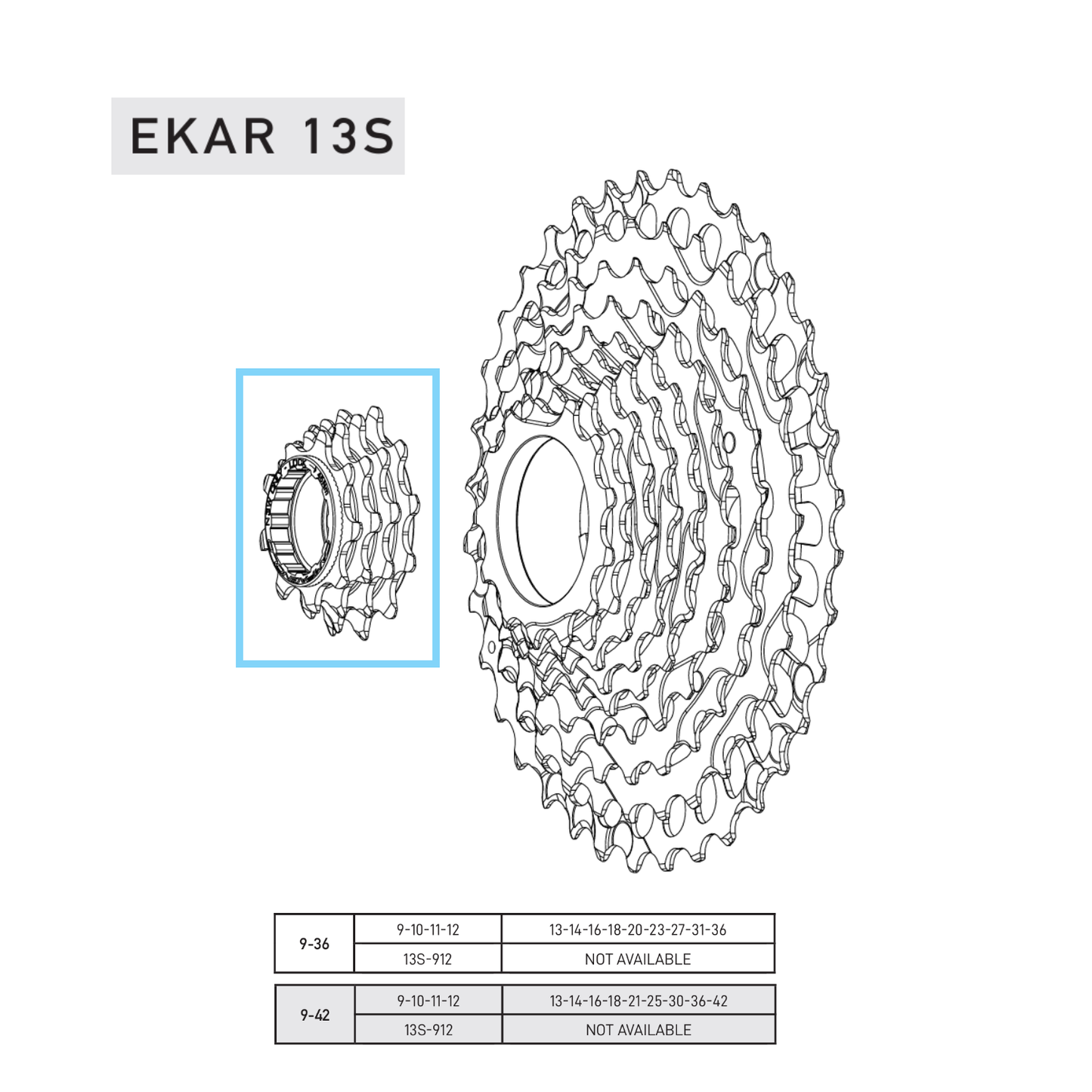 CAMPAGNOLO EKAR 9-10-11-12 tandwielen Tanden voor 9-36 of 9-42 cassette