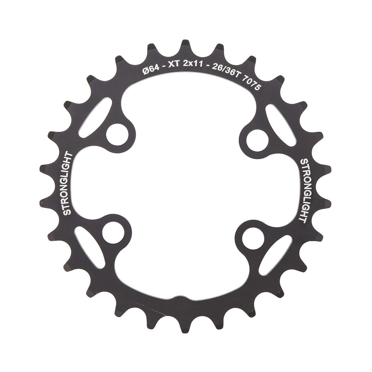 Binnenblad STRONGLIGHT Shimano XT M8000/SLX M7000 11 versnellingen 4 boutgaten 64 mm — kettingblad op witte achtergrond